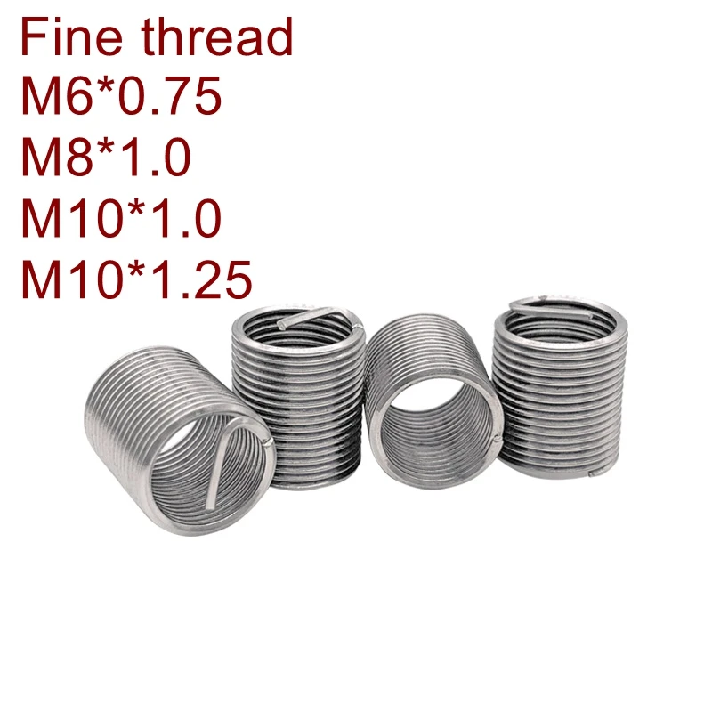 Проволочная вставка с тонкой резьбой M6 * 0,75, M8 * 1,0 * 1D/1.5D/2D/2.5D/3D, ремонтная Втулка с резьбой DIN8140 - изображение