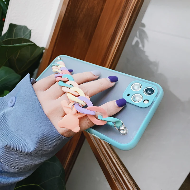 

Matte transparent Rainbow bracelet bear phone case for iphone 12 Pro 12 MiNi 11 Pro Max X XS Max XR 7 8 6s Plus SE 2020 cover