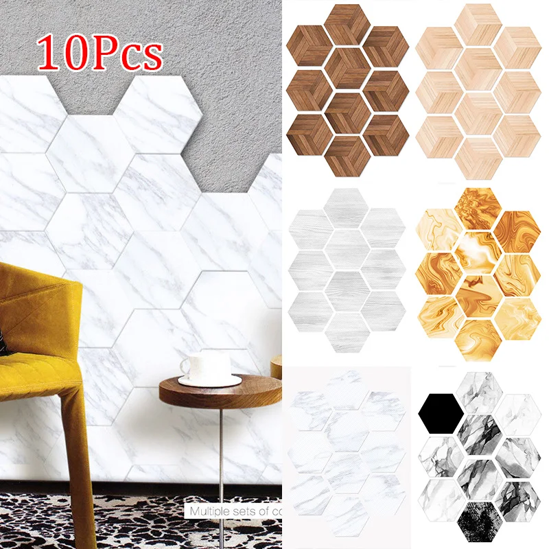 Room Tile Sticker Home Anti slip 10 Pcs/set Creative Hexagon Bathroom Convenient |