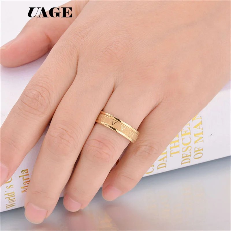 Мужское/женское кольцо UAGE обручальное из нержавеющей стали 8 мм с римскими