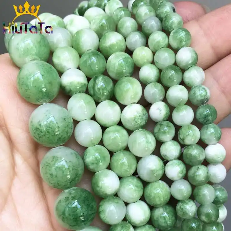 Натуральные нефриты каменные бусины Круглые зеленые белые свободные