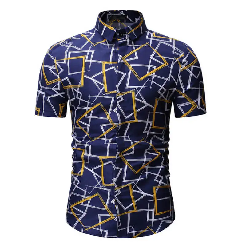 

2020Men's Slim fit Flower Printed Shirts Male Short Sleeve Floral Shirt Men Basic Tops Casual Plus Size Shirts