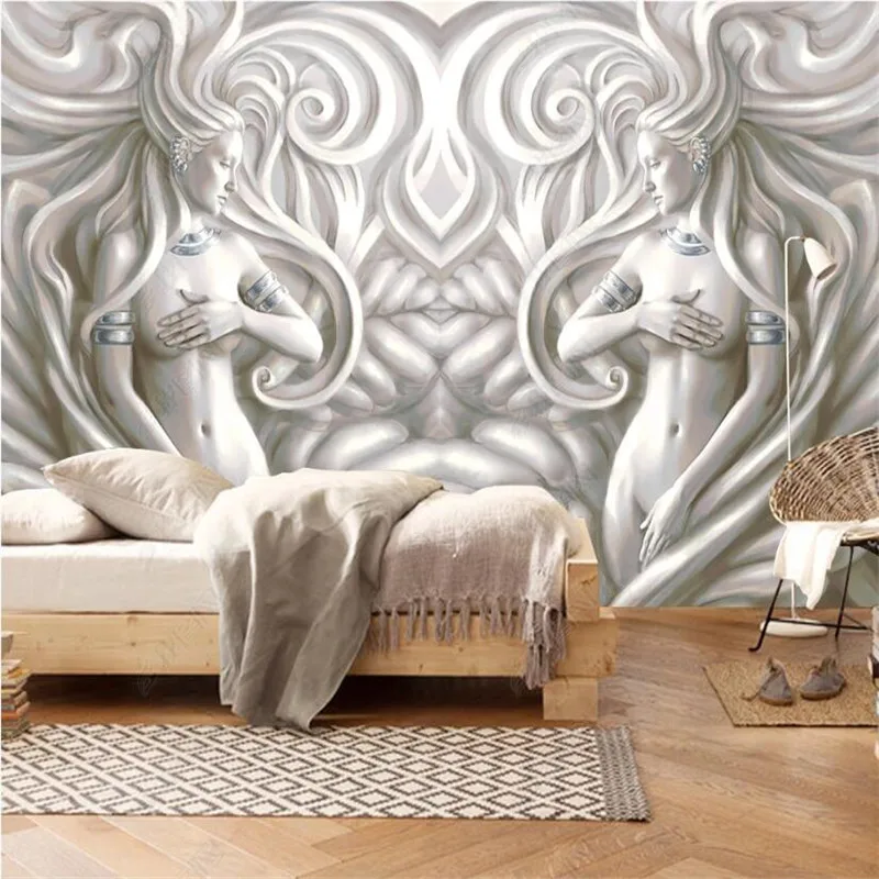 

European Relief Beauty Sculpture 3D Photo Wall Paper Modern Living Room Bedroom TV Background Wall Home Decor Mural Wallpaper 3D