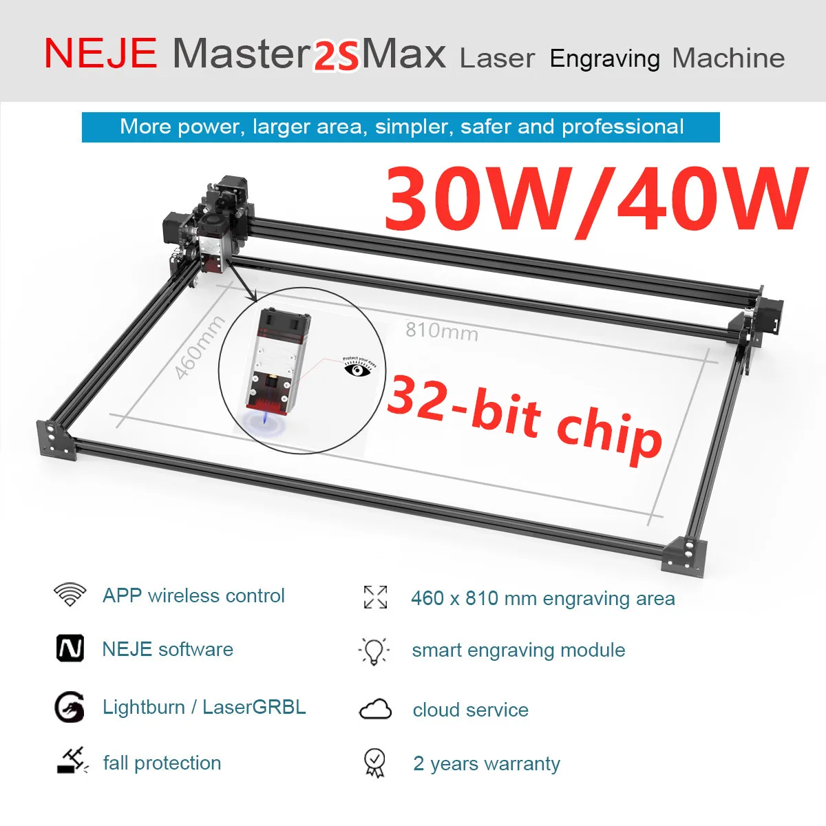 Новый NEJE Master 2s Max 30/40 Вт Профессиональный высокомощный лазерный гравировальный