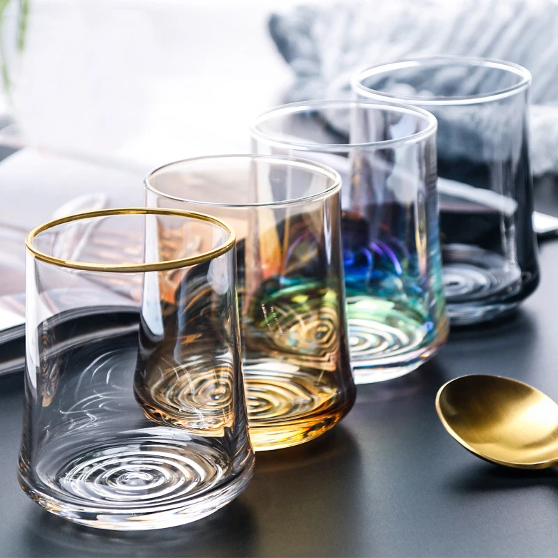 1 pc multi-colored Crystal threaded glass wine Whiskey Short Beer Cup milk juice transparent water cups Party Drinkware | Дом и сад