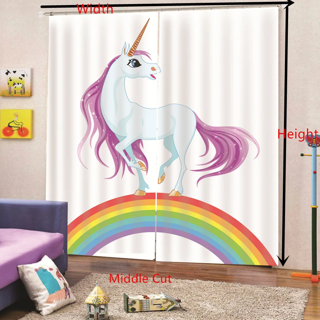 Шторы на окна с принтом единорога декоративные занавески для гостиной спальни