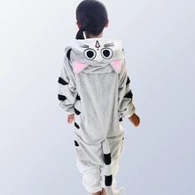 Kigurumi Children for Girls Boys Winter Flannel Cartoon Cat Kids Boys Girls Pijamas Baby Pajamas Sleepwear Onesies