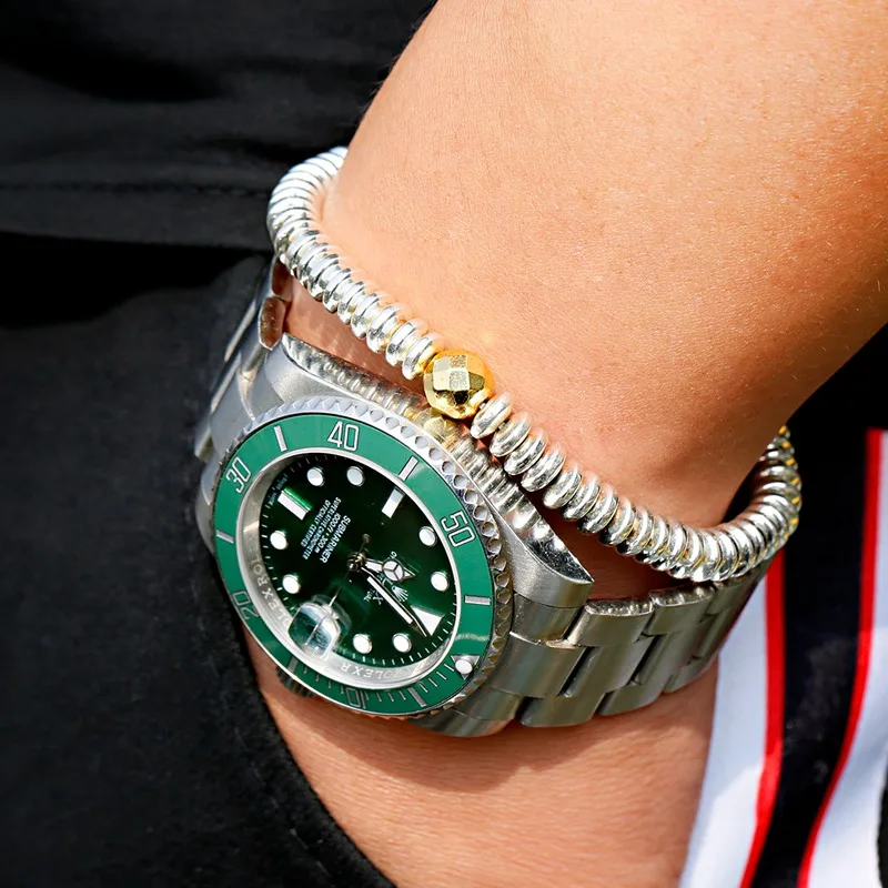 Fashion Men Gold Color Hematite Beaded Bracelets Ethnic Yoga Elastic Bracelet Charm Jewelry Bileklik Gift Drop Shipping | Украшения и