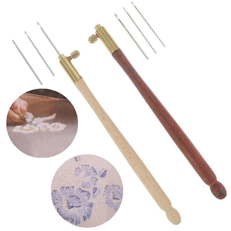 DIY ремесло деревянная ручка тамбура крючком крюк с 3 иглы французский вязание