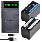 DuraPro 5200 мАч NP-F750 NP-F770 камера батарея со светодиодным индикатором + LED USB зарядное устройство для Sony NP F970 F960 F550 F570 QM91D