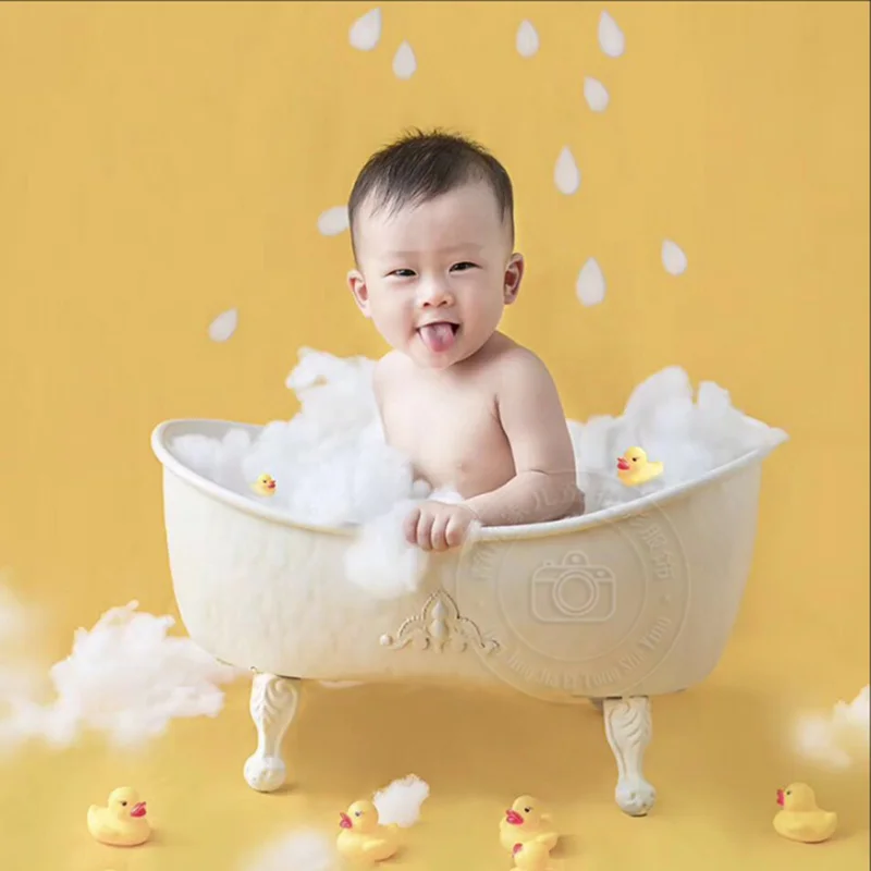 Newborn Baby Bathtub Newborn Photography Props Shower Bathtub Infant Summer Studio Posing Basket Accessories Fill with Water