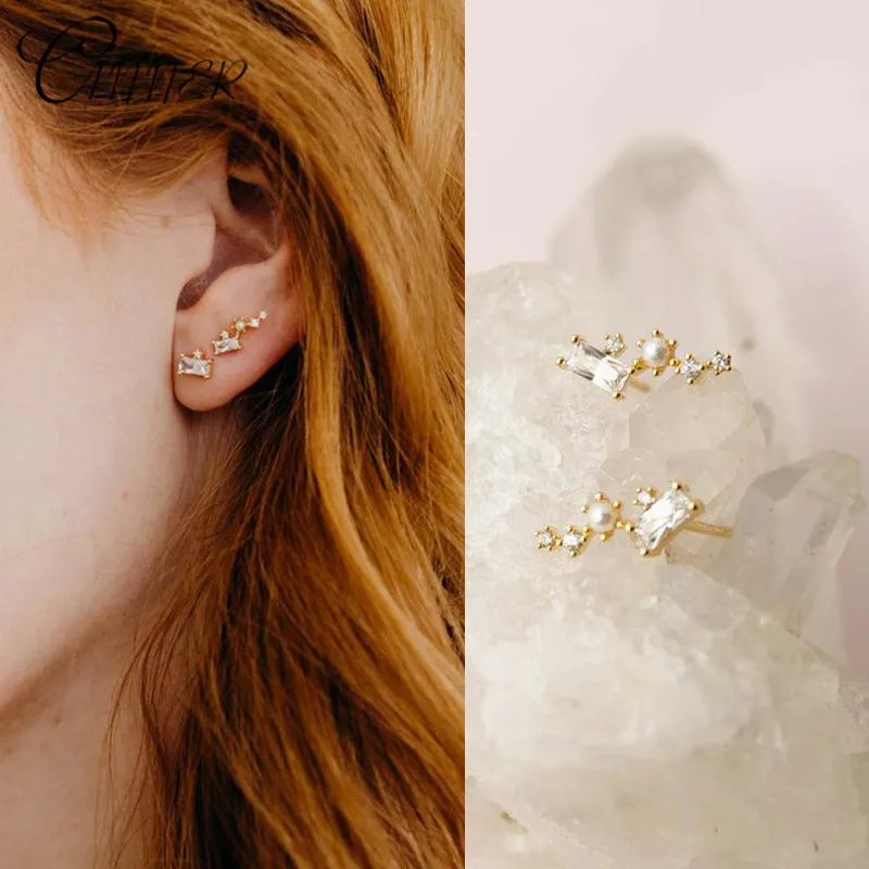 

Женские серьги-гвоздики из серебра 925 пробы с квадратным цирконием