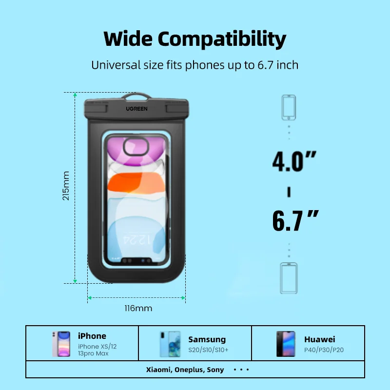 Водонепроницаемый чехол UGREEN IPX8 для телефона подходит iPhone 13 12 Pro Max универсальный