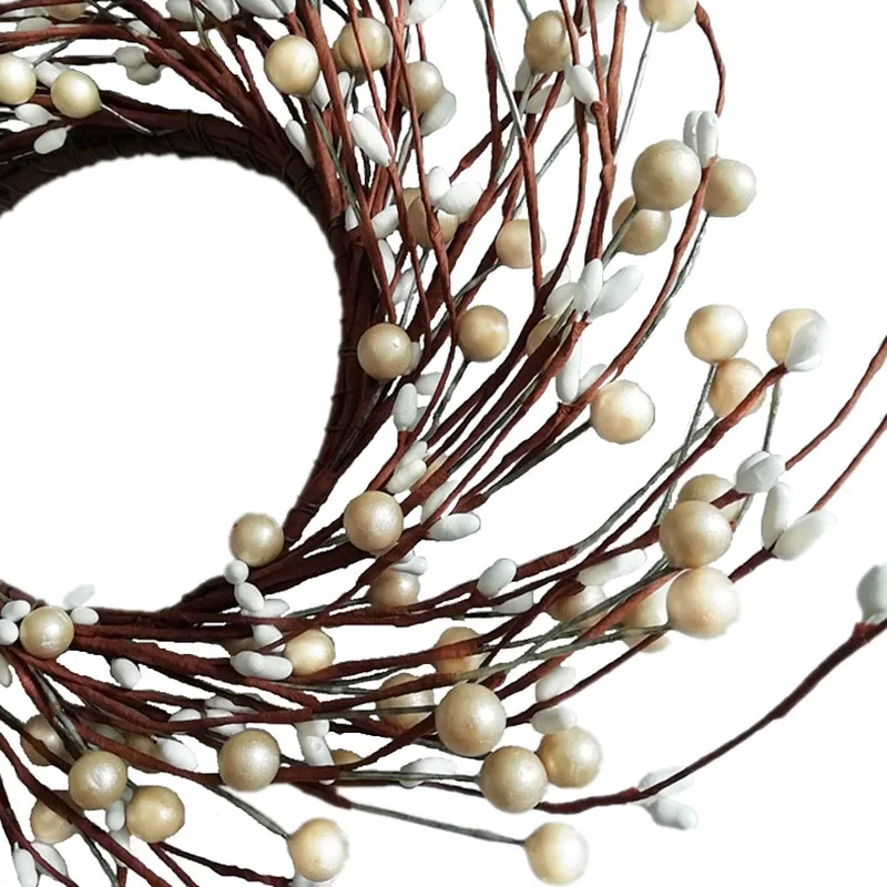 Искусственный первобытный белый жемчужный ягодный Пип венок Рождественская