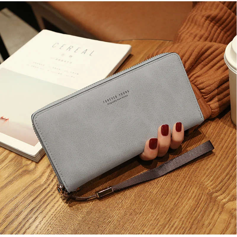 RFID Blocking Women Wallet Long Lady Leather Purse Female Zipper Coin Holder Wallets