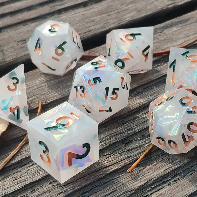 Мини-Планета игральные кости DND наборы полиэдрон Смола молочный белый