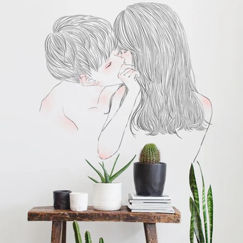 Художественные настенные Стикеры для пар наклейки украшения спальни гостиной