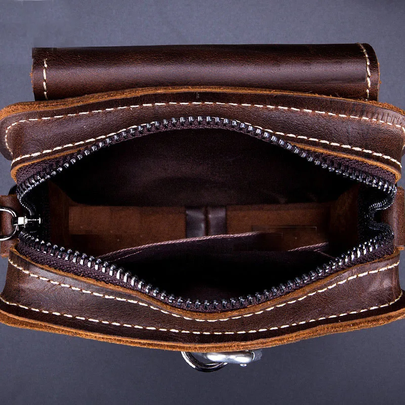 

Waist Crazy Horse Leather Men'S Leather Casual Wear Belt Bag Mobile Phone First Layer Cowhide Multifunctional Shoulder Bags 075