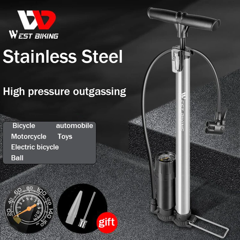 

WEST BIKING Bike Floor Pump 120/160PSI High Pressure Air Inflator Schrader Presta Valve Pump Road MTB Bicycle Accessories