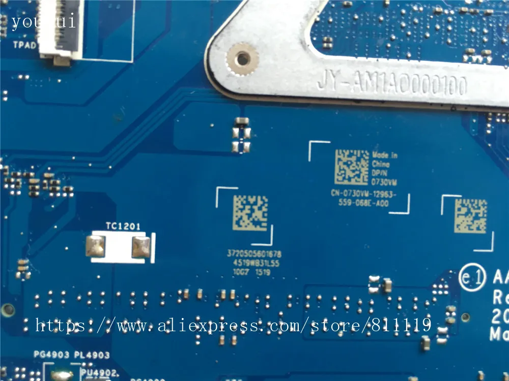 

Yourui Dell vostro 5458 5558 laptopmotherboard CN-0730VM 0730VM 730VM AAL10 LA-B843P i3-4005u