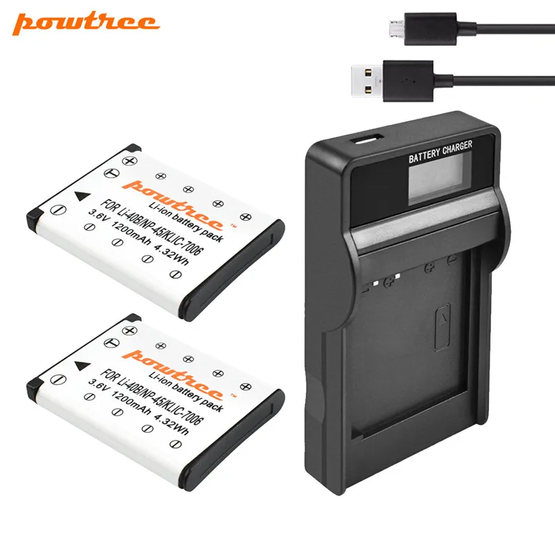Powtree для FUJIFILM NP-45A NP-45 NP 45 сменный аккумулятор+ USB ЖК-зарядное устройство для FUJIFILM XP10 XP11 J38 Z70 Z35 J40 J20 - Цвет: 2 Battery Charger