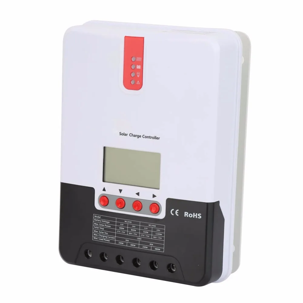 30/40A 12 В 24 автоматический контроллер заряда солнечной батареи MPPT с ЖК-дисплеем ML2430