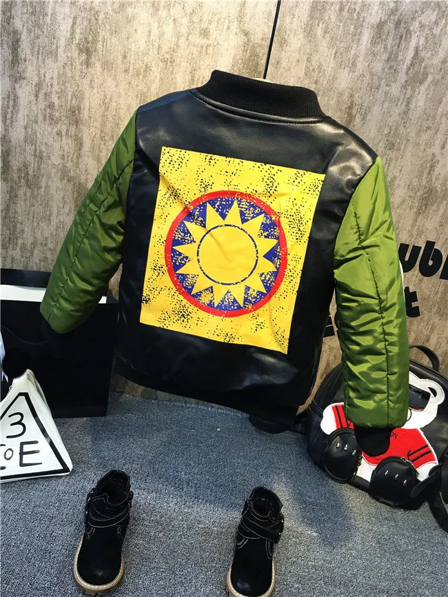 Куртка из ПУ кожи и хлопка для мальчиков 2 6 лет|Пальто парки| |