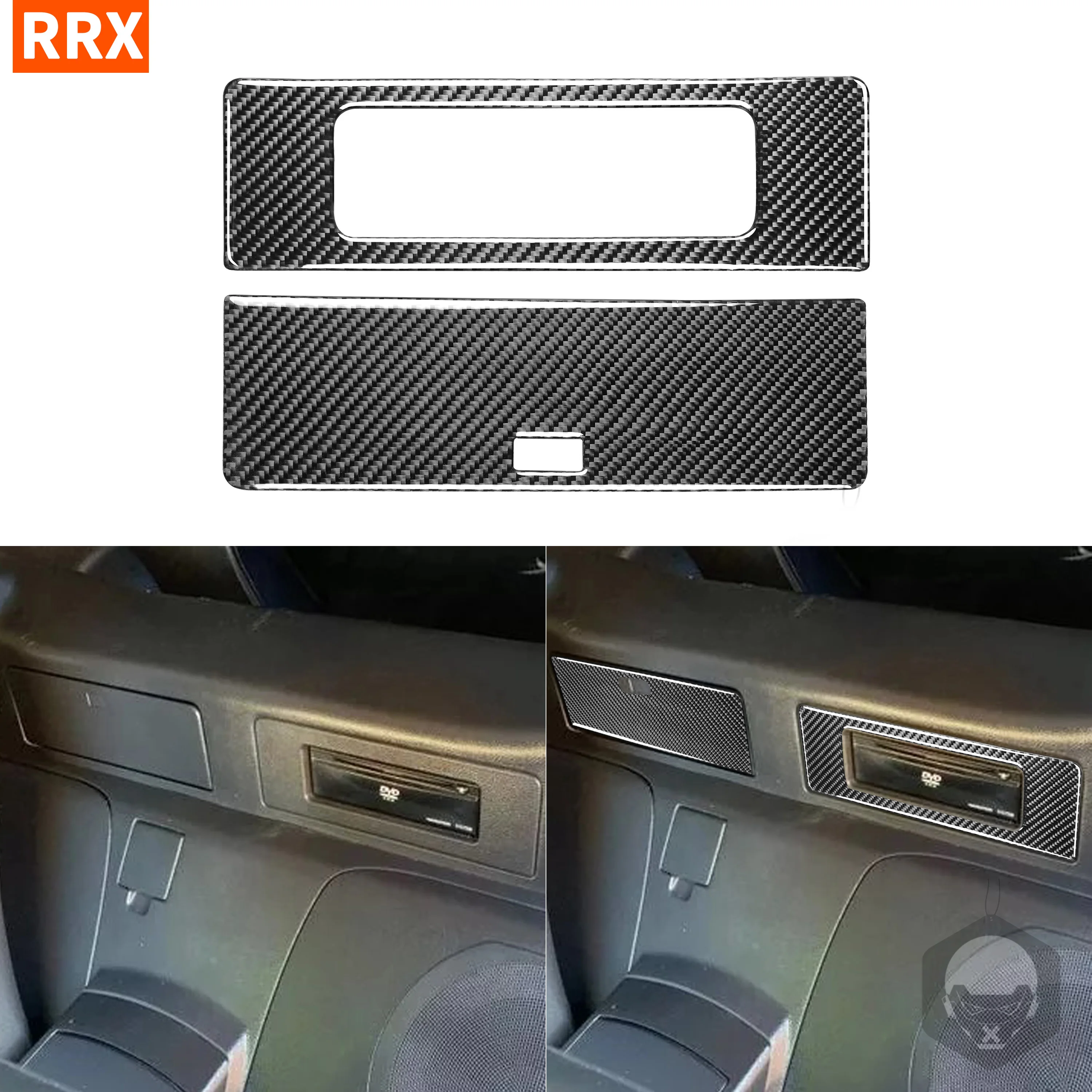 

For Nissan 350Z Z33 2003-2009 Real Black Carbon Fiber Sticker DVD Player Panel Storage Box Cover Set Interiors Car Accessories