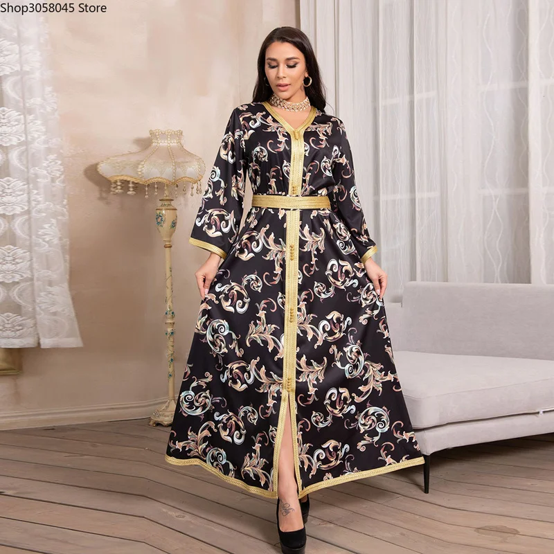 

Женское атласное платье-хиджаб, длинное, с длинным рукавом