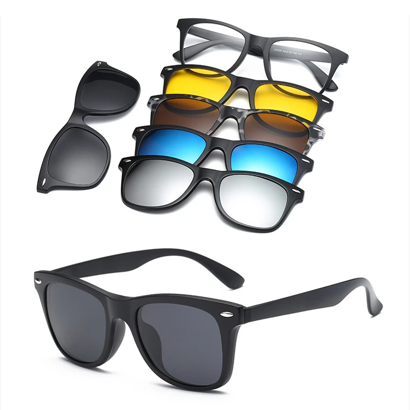 

6 In 1 Custom Men Women Polarized Optical Magnetic Sunglasses Clip Magnet Clip on Sunglasses Polaroid Clip on Sun Glasses Frame