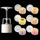 6 видов цветочных форм в форме Луны для печати тортов, печенье, форма для выпечки тортов, ручная прессованная форма в форме Луны, электронный инструмент