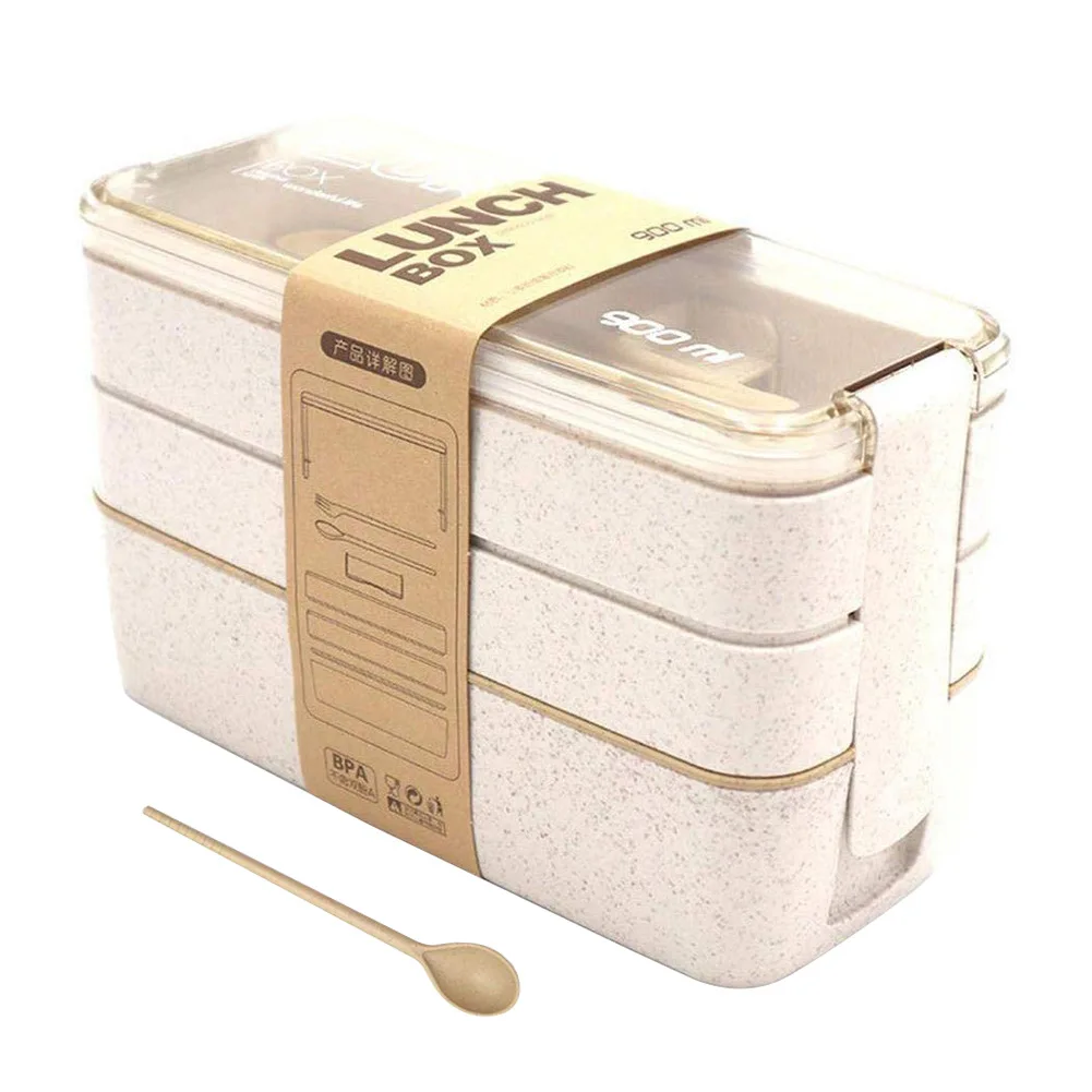 

Lunch Box Wheat Straw Bento Boxes 3 Layer Food Microwave Dinnerware Food Storage Container Picnic Lunchbox for office student