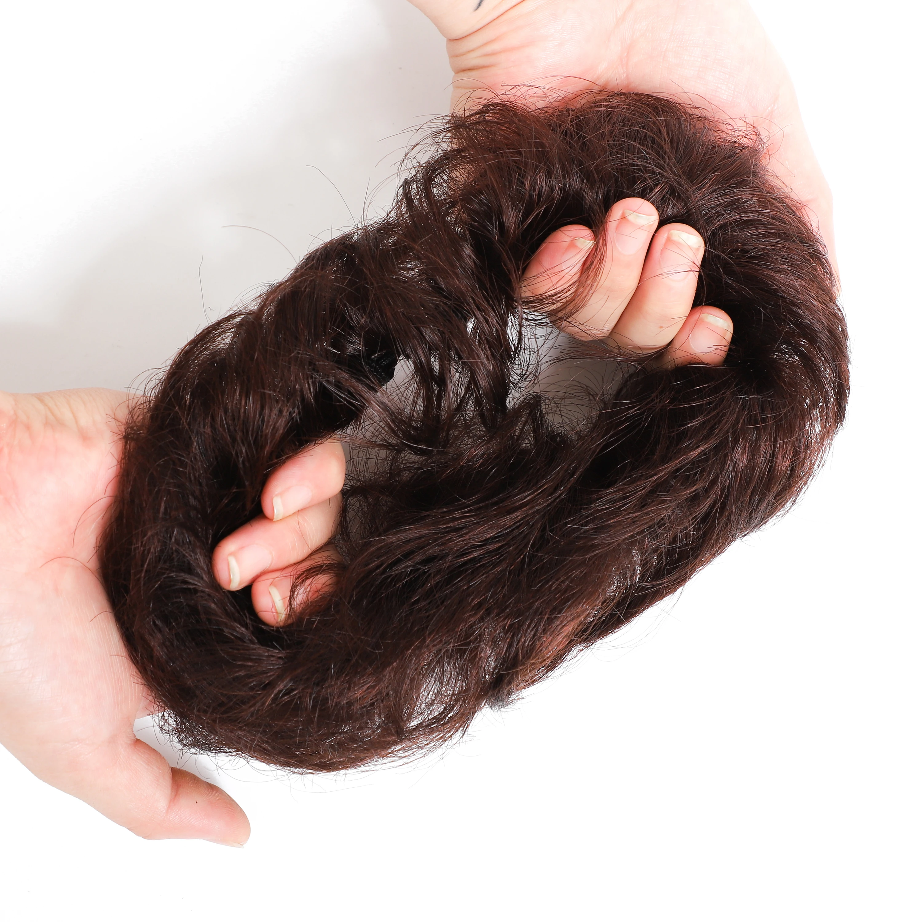 

CHARMING 1 Pieces Synthetic Messy Chignon Donut Gary Brown Color 50g Hair Bun Pad Elastic Hair Rope Rubber Band Hair Extensions