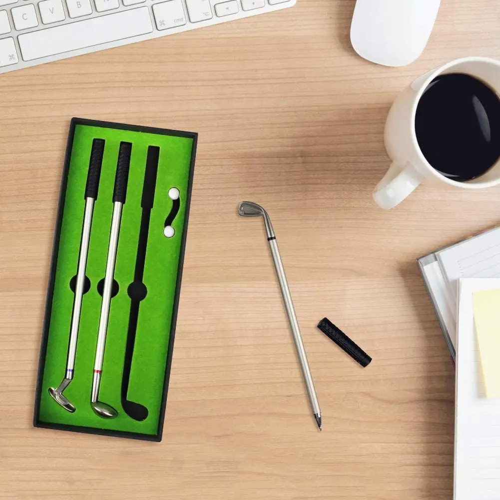 

Mini Golf Pen Set Simulated Desktop Golf Course Premium Office Gift Men Ballpoint Tabletop Sports Accessories