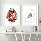 Плакат на холсте с изображением беременности, акварелью, цветочным принтом