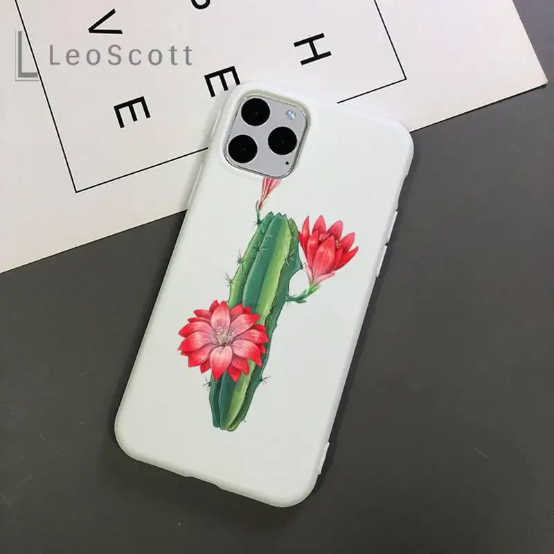 

Cute cactus flowers painting Phone Case Candy Color for iPhone 11 12 mini pro XS MAX 8 7 6 6S Plus X 5S SE 2020 XR