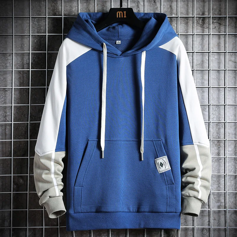 

2021 Autumn High Street Mens Hoodie Hip Hop Spliced Sweatshirt Fashion Casual Men Harajuku Sweatshirt Loose Pullover Clothing