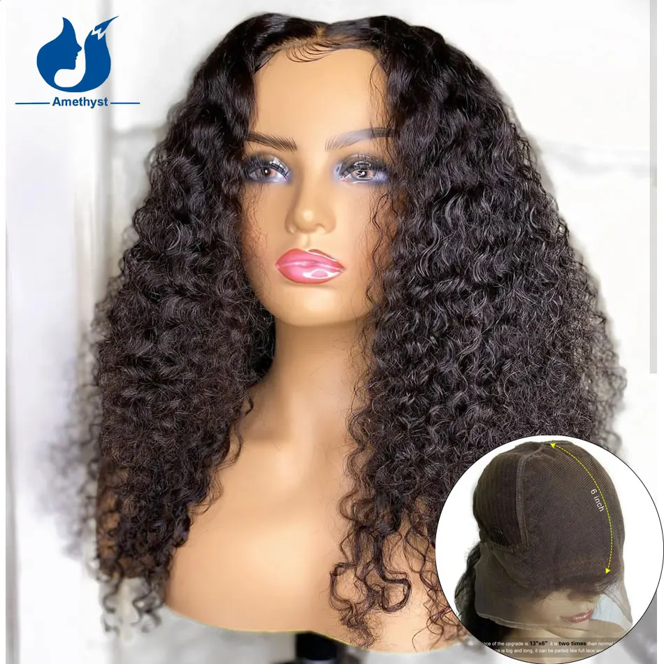 

Аметист 13x6 глубоко вьющиеся синтетические волосы на Синтетические волосы на кружеве парики из натуральных Цвет 16-24 дюймов 180% бразильский Р...