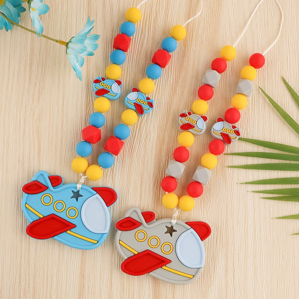

Kovict 1 Pc Baby Silicone Teether New Airplane Teether Baby Toys Care Pendant DIY Pacifier Chain Necklace Accessory