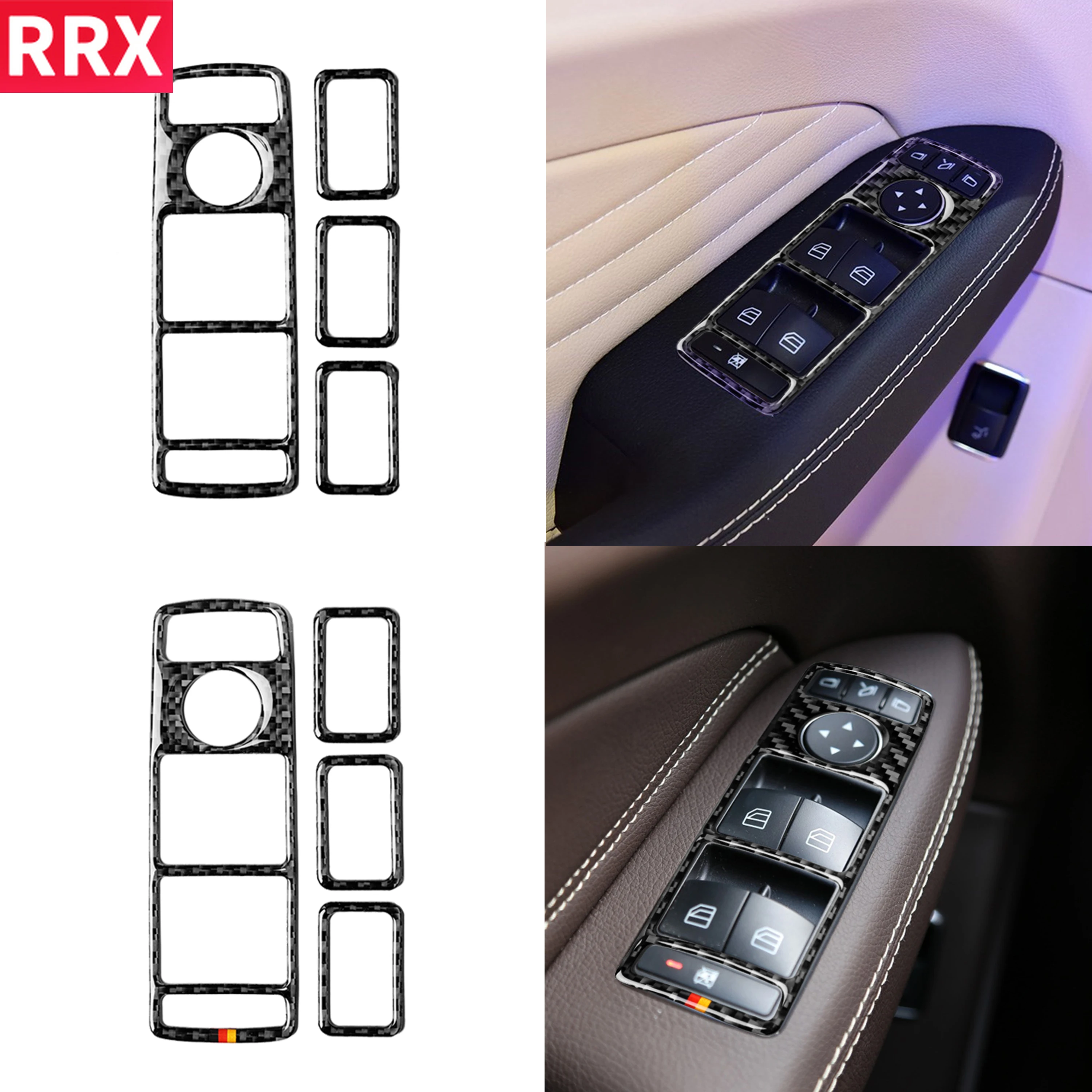 

For Mercedes w204 w212 A/B/C/E Class GLE GLA ML GL Accessories Car Door Window Buttons Panel Carbon Fiber Auto Stickers Covers