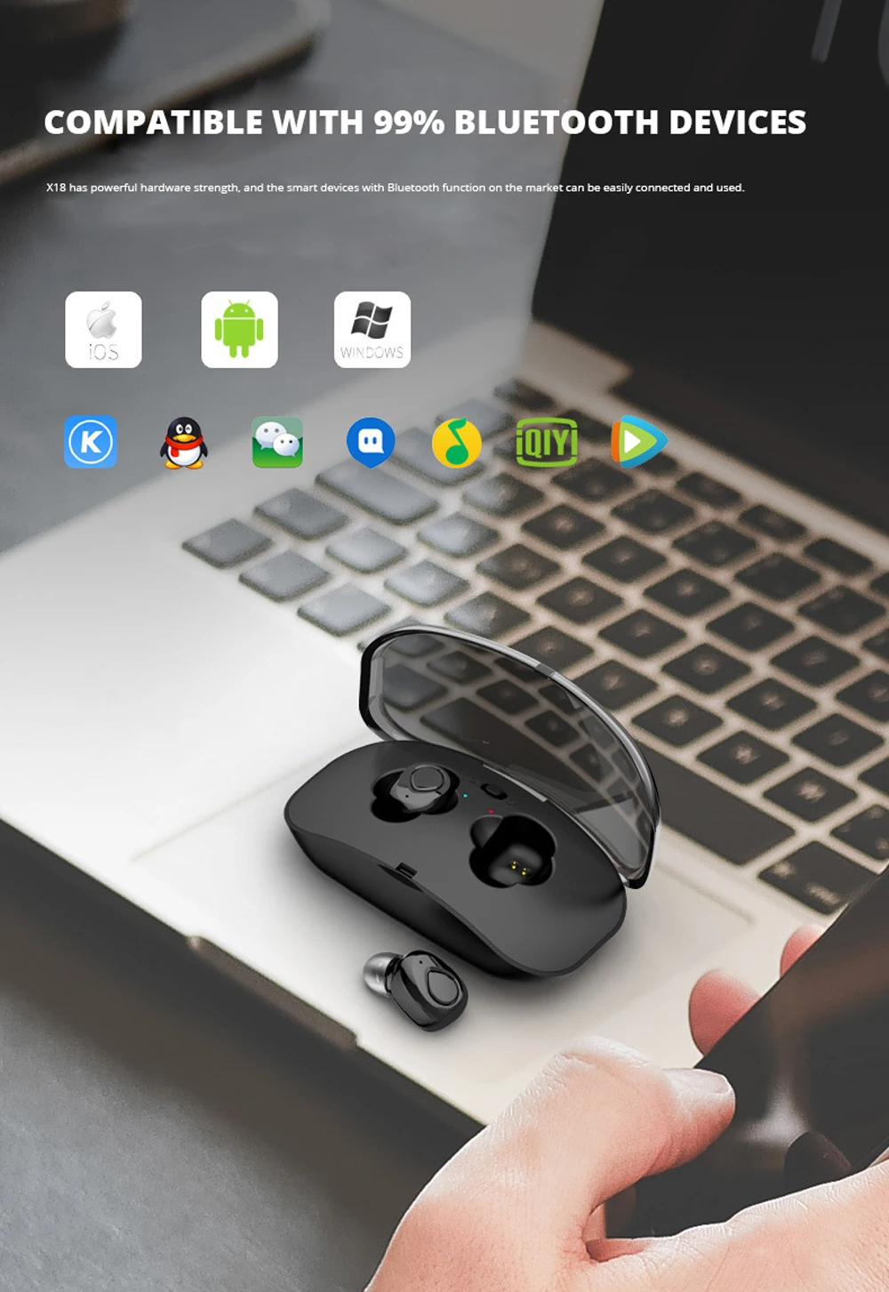 Bluetooth наушники стерео наушники беспроводные мини невидимые наушники CVC 6,0 шумоподавление гарнитура с микрофоном для Ios Android