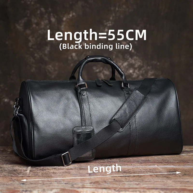 

2022 Mens Travel Bag Genuine Leather Casual Hand Luggage Bag High Capacity Duffle Shoulder Shoe Pocket For 17 Inch Laptop