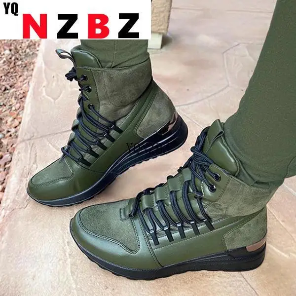 

2022 Women Boots Suede Brand Winter Shoes Warm Plush Ankle Boots Black Round Toe Casual Female Lace Up Casual Botas De Mujer