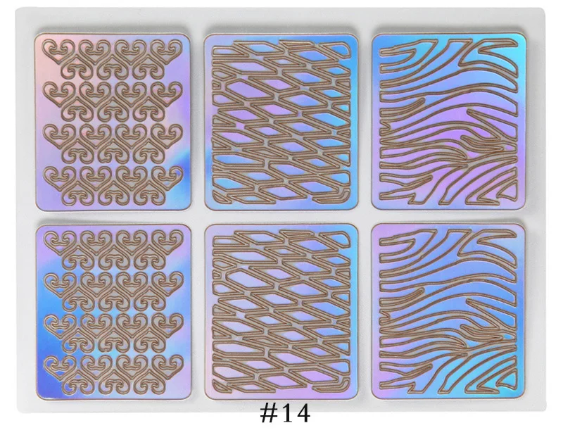 6/12/24 Sheets/lot DIY 3D Hollow Laser Sticker ForNail Art Stencil Gel Polish Nail Vinyl Tip Transfer Guide Template Nail Decals
