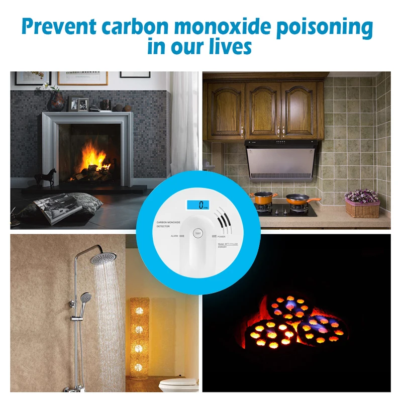 Carbon Monoxide Detector CO Sensor High Sensitive LCD Screen 85db Warning Alarm Upgrade 7 Yeas Lifetime Guarantee | Безопасность и