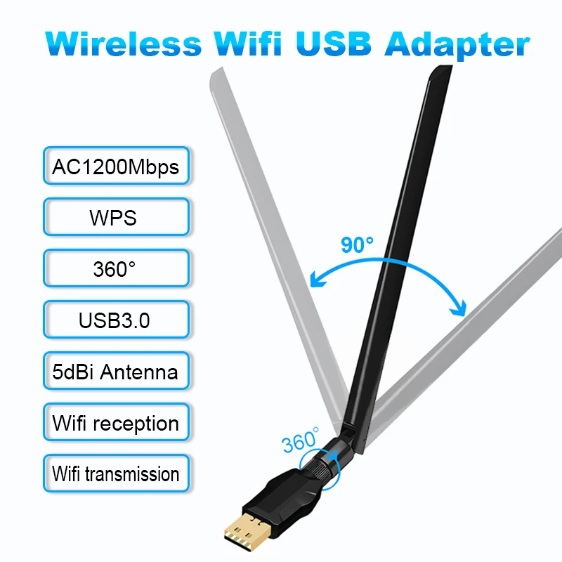 Wifi адаптер 1200 Мбит/с USB3.0 беспроводной антенный RTL8812BU 5dBi антенна сетевая карта для