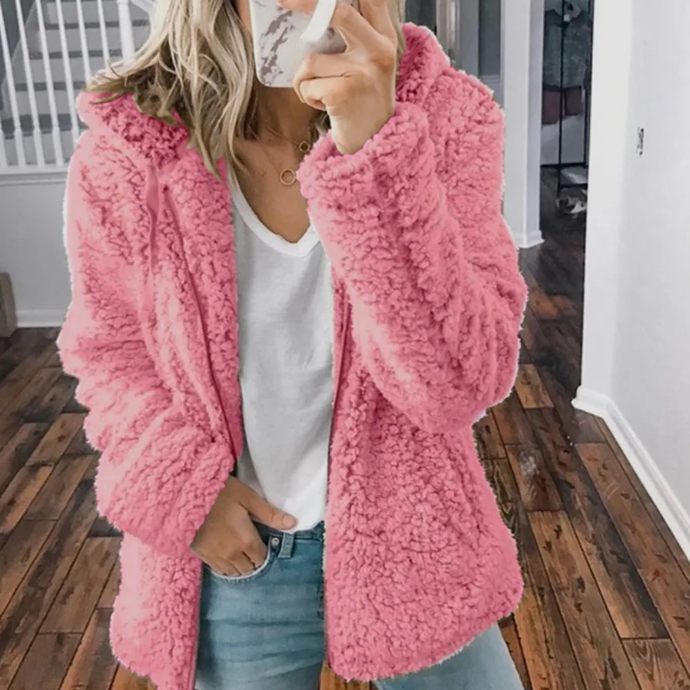 

Women's New Autumn Coat Short Jacket Simple Fashion Commuter Style Solid Color Long-sleeved Round Neck Loose Polar Fleece Top