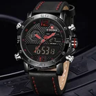 Часы NAVIFORCE мужские, с кожаным ремешком, спортивные, военные, водонепроницаемые, цифровые, кварцевые, аналоговые часы 9134