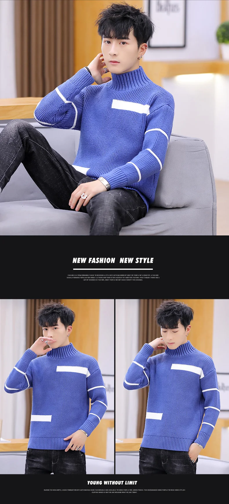 Winter High Neck Thick Warm Sweater Men Turtleneck Brand Mens Sweaters Slim Fit Pullover Men Knitwear Male clothes