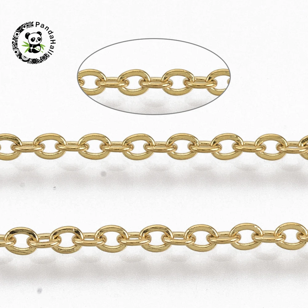 

2m/Strand Chain Necklace for Men Women Basic Punk Stainless Steel Chain Chokers Soldered Flat Oval 2x1.6x0.3mm